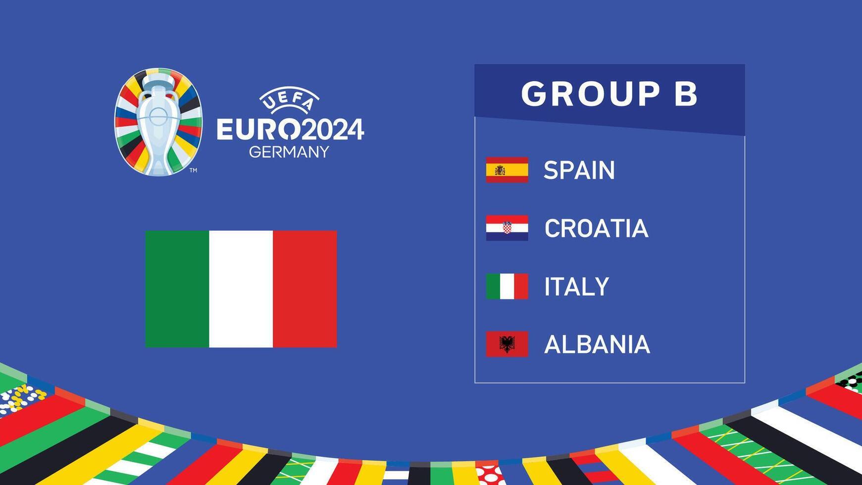 Italy Emblem Euro 2024 Germany Group B Symbol Logo Design Illustration vector