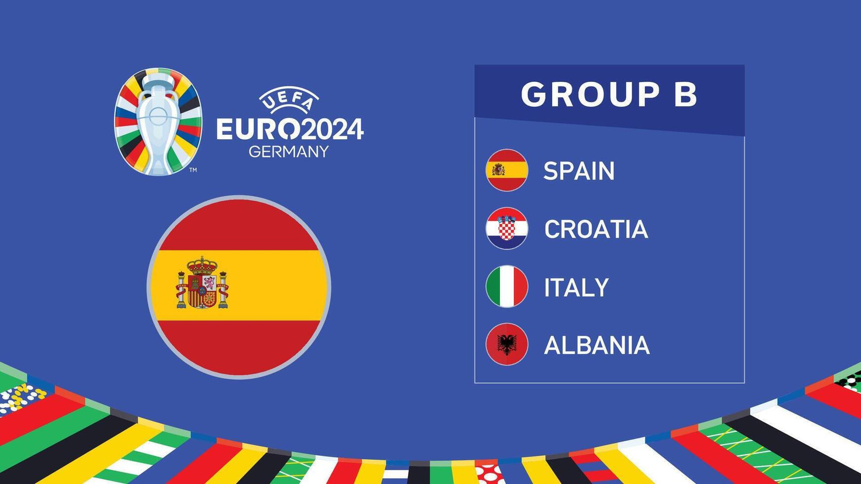 Spain Flag Euro 2024 Germany Group B Symbol Logo Design Illustration vector