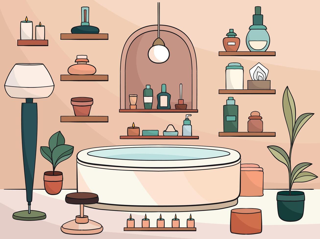 Interior Spa Room Scene vector
