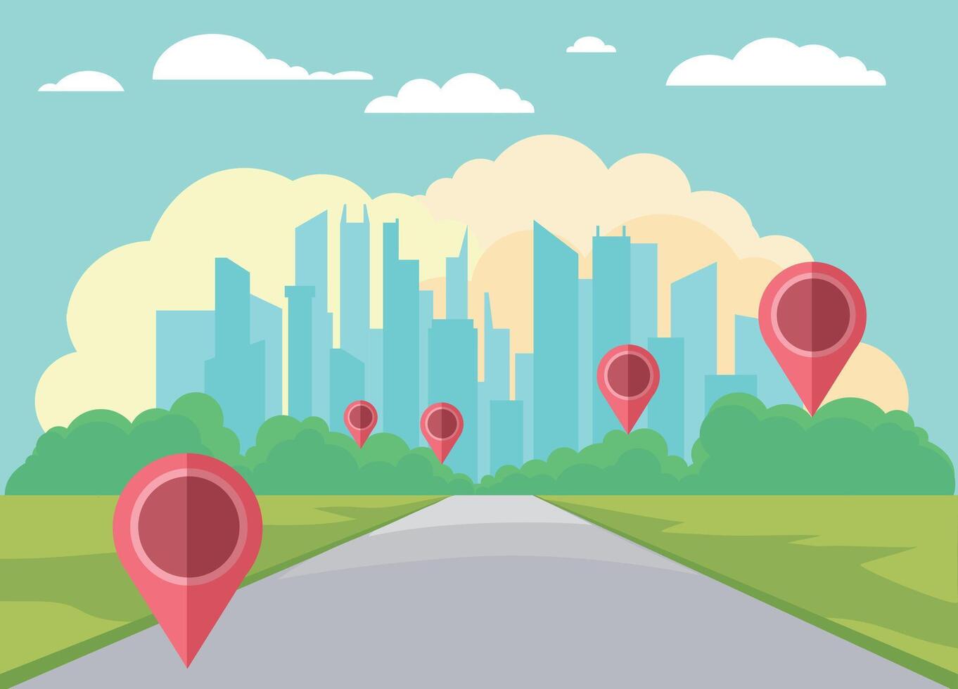 Tracking goods or taxi, home delivery. Navigation and location. GPS software for smartphone. vector