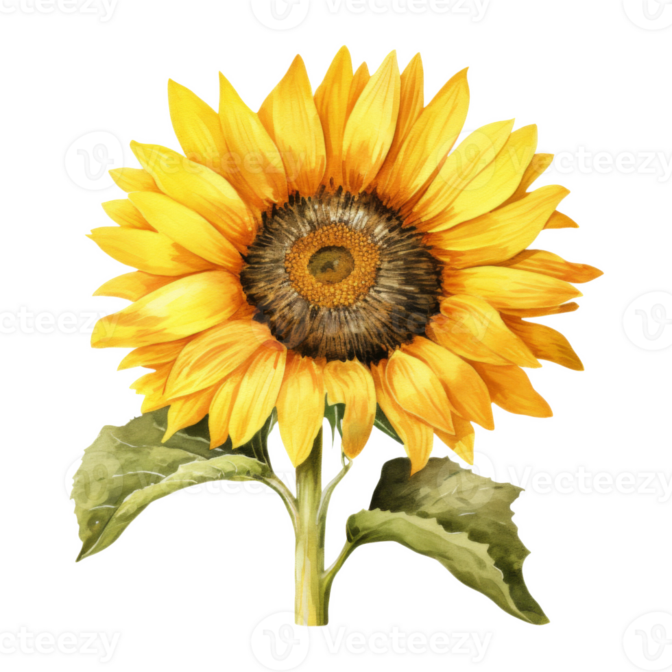 Sunflower, Summer Illustration. Watercolor Style. png
