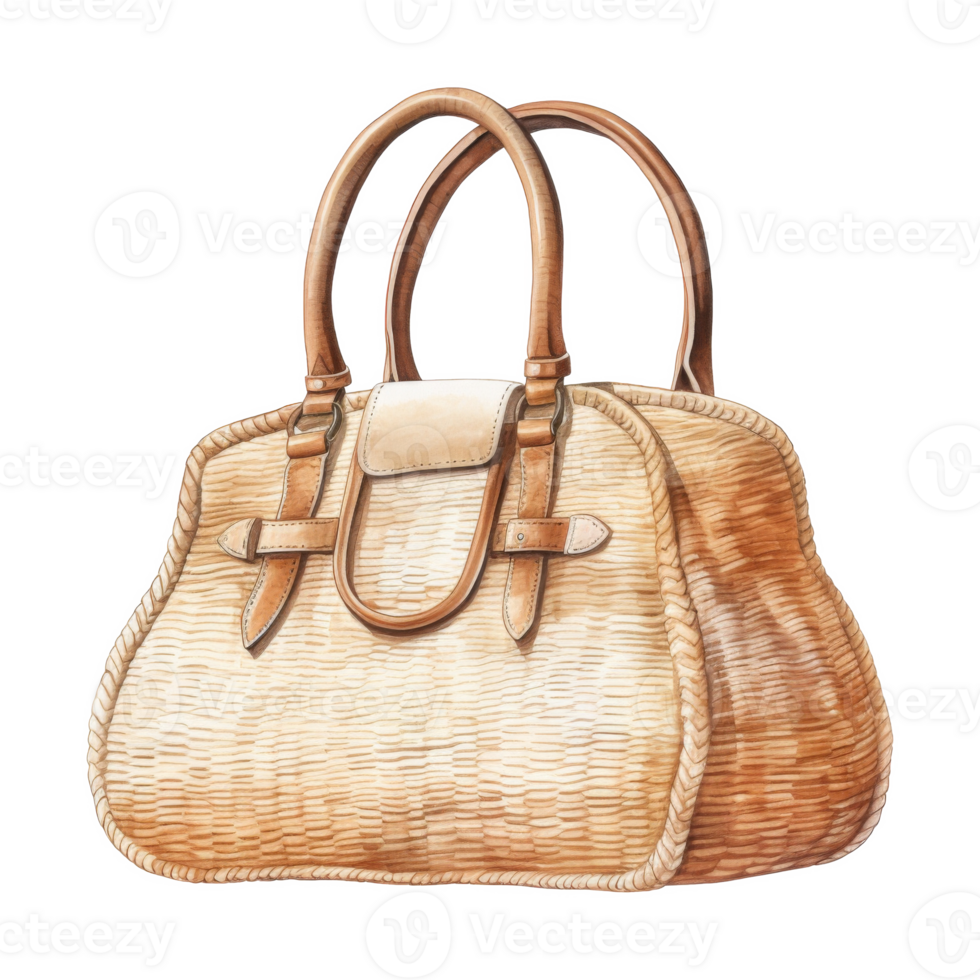 Straw Bag, Summer Illustration. Watercolor Style. png