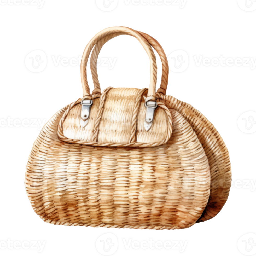 Straw Bag, Summer Illustration. Watercolor Style. png
