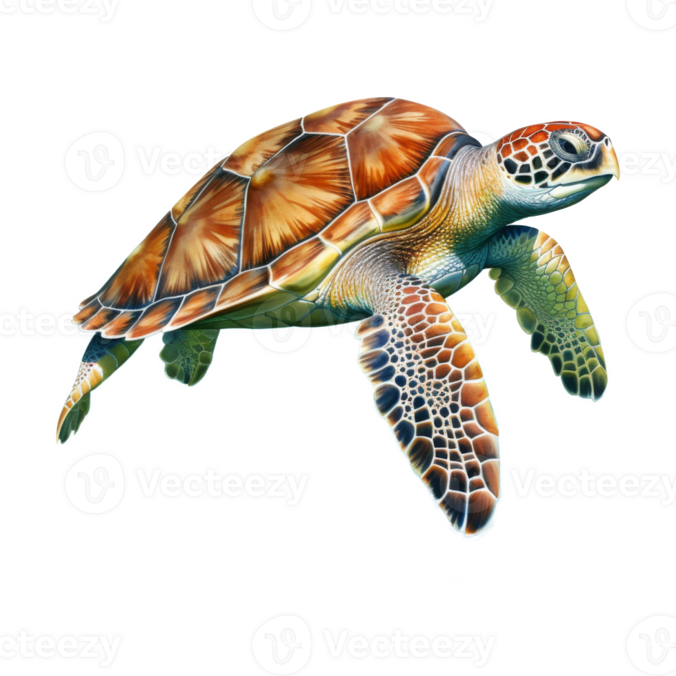 Sea Turtle, Summer Illustration. Watercolor Style. png