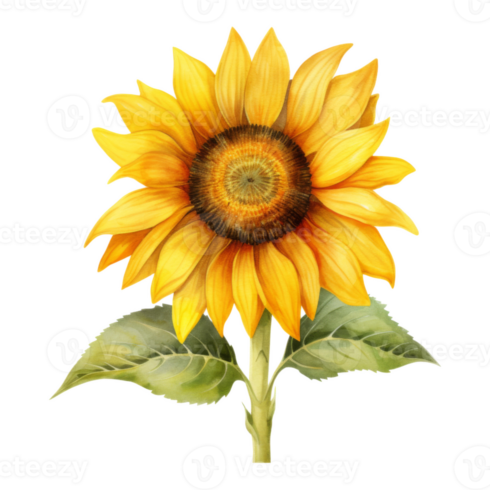 Sunflower, Summer Illustration. Watercolor Style. png