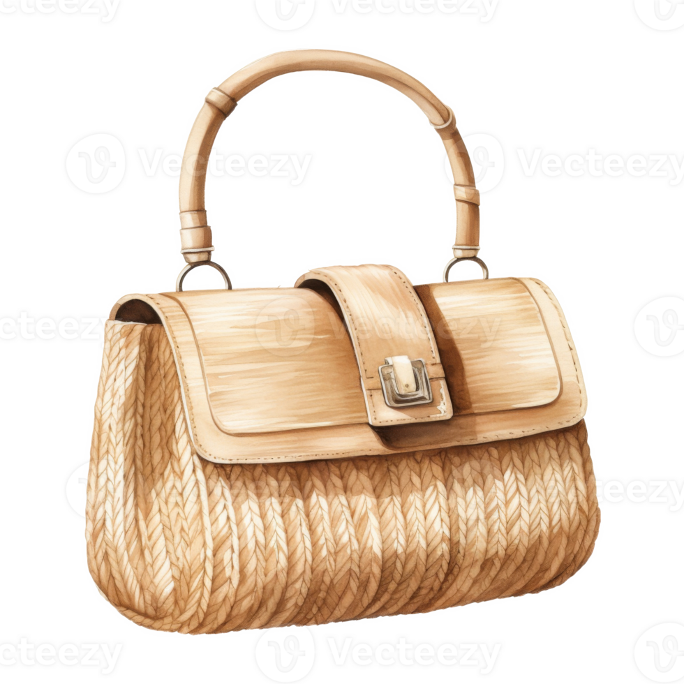 Straw Bag, Summer Illustration. Watercolor Style. png