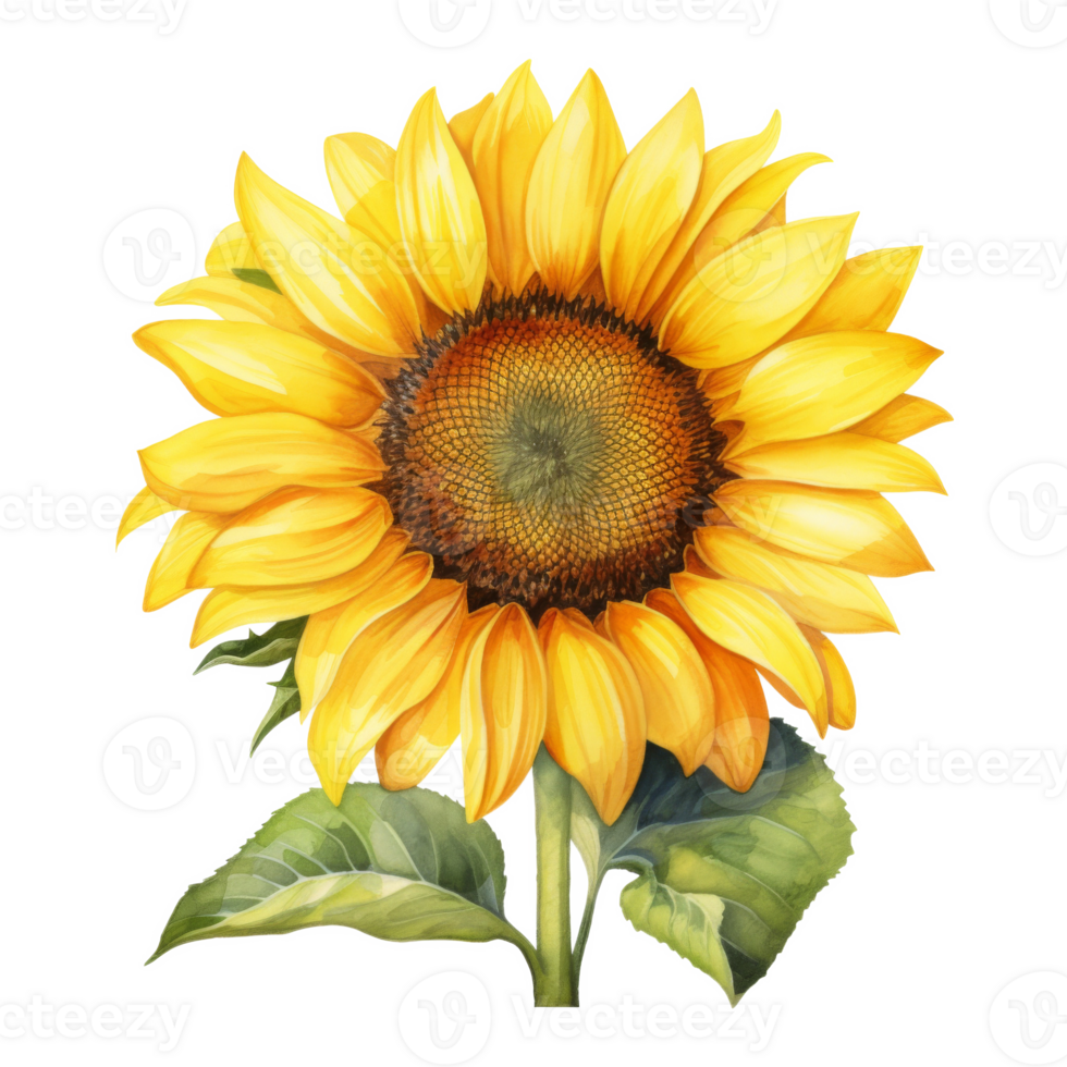 Sunflower, Summer Illustration. Watercolor Style. png