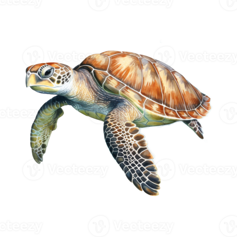 Sea Turtle, Summer Illustration. Watercolor Style. png