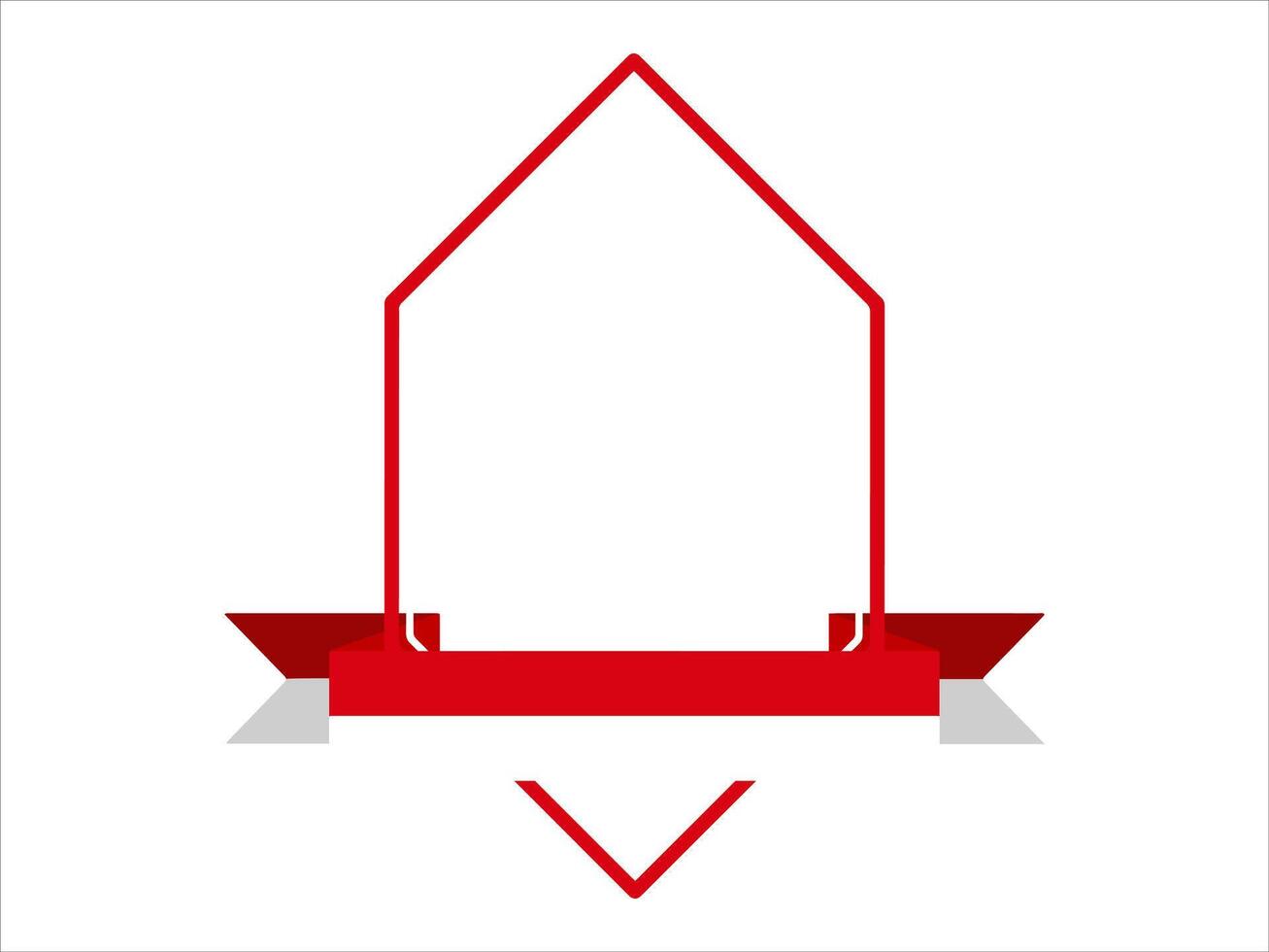 Red White Flag Frame Line Art vector