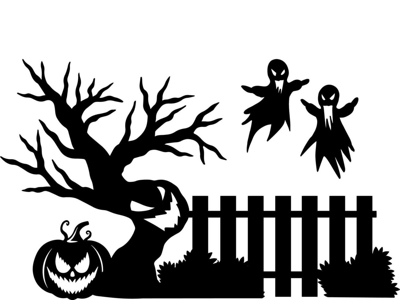 Halloween Silhouette Line Art Illustration vector