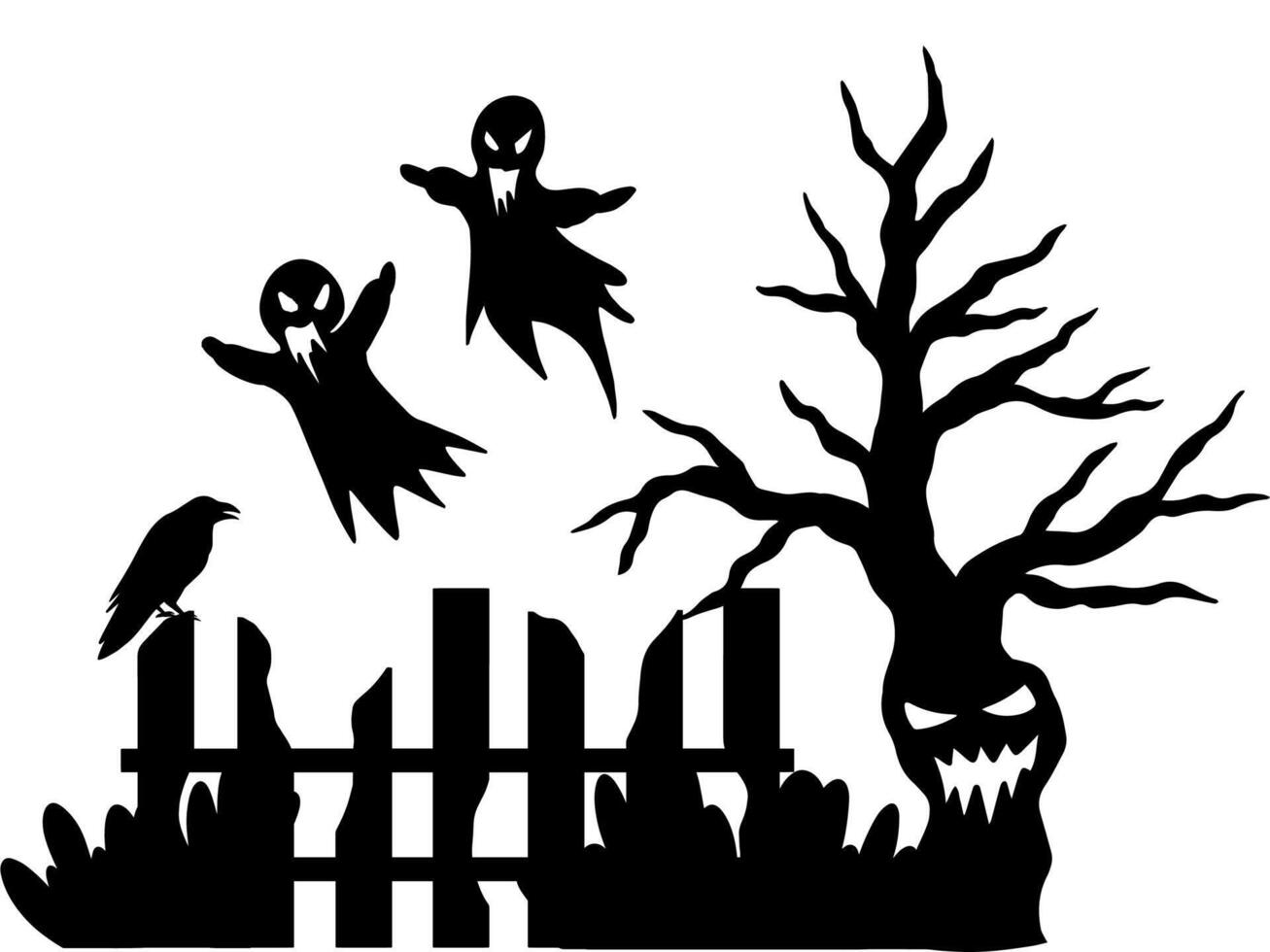 Halloween Line Art Black and White vector