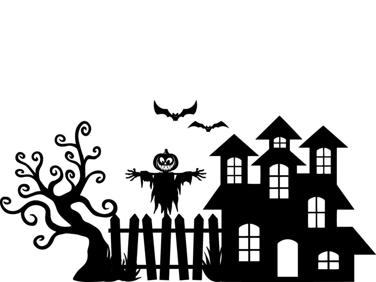 Halloween Silhouette Line Art Illustration vector
