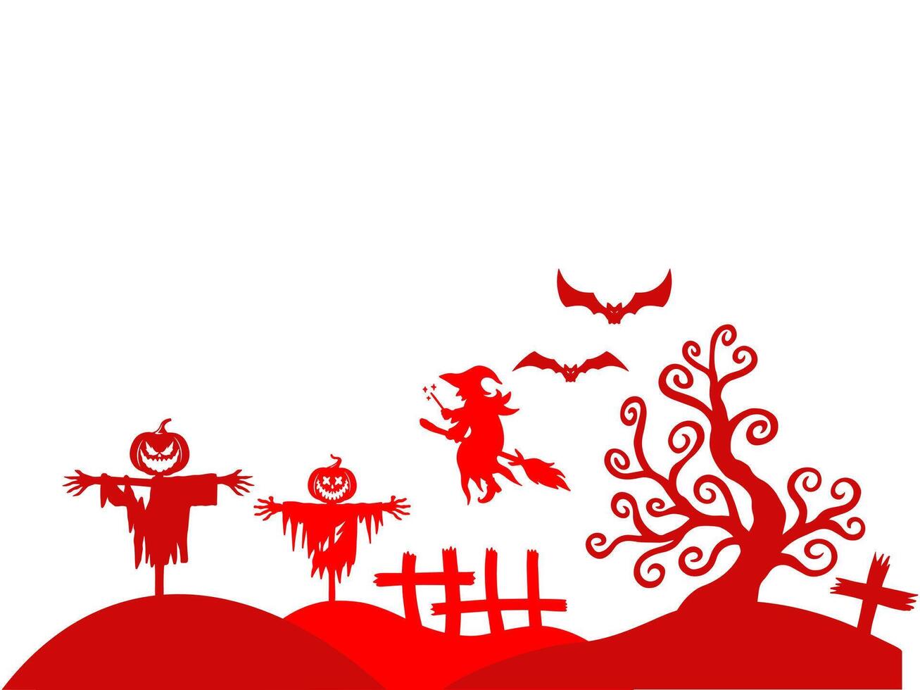 Halloween Silhouette Line Art Background vector