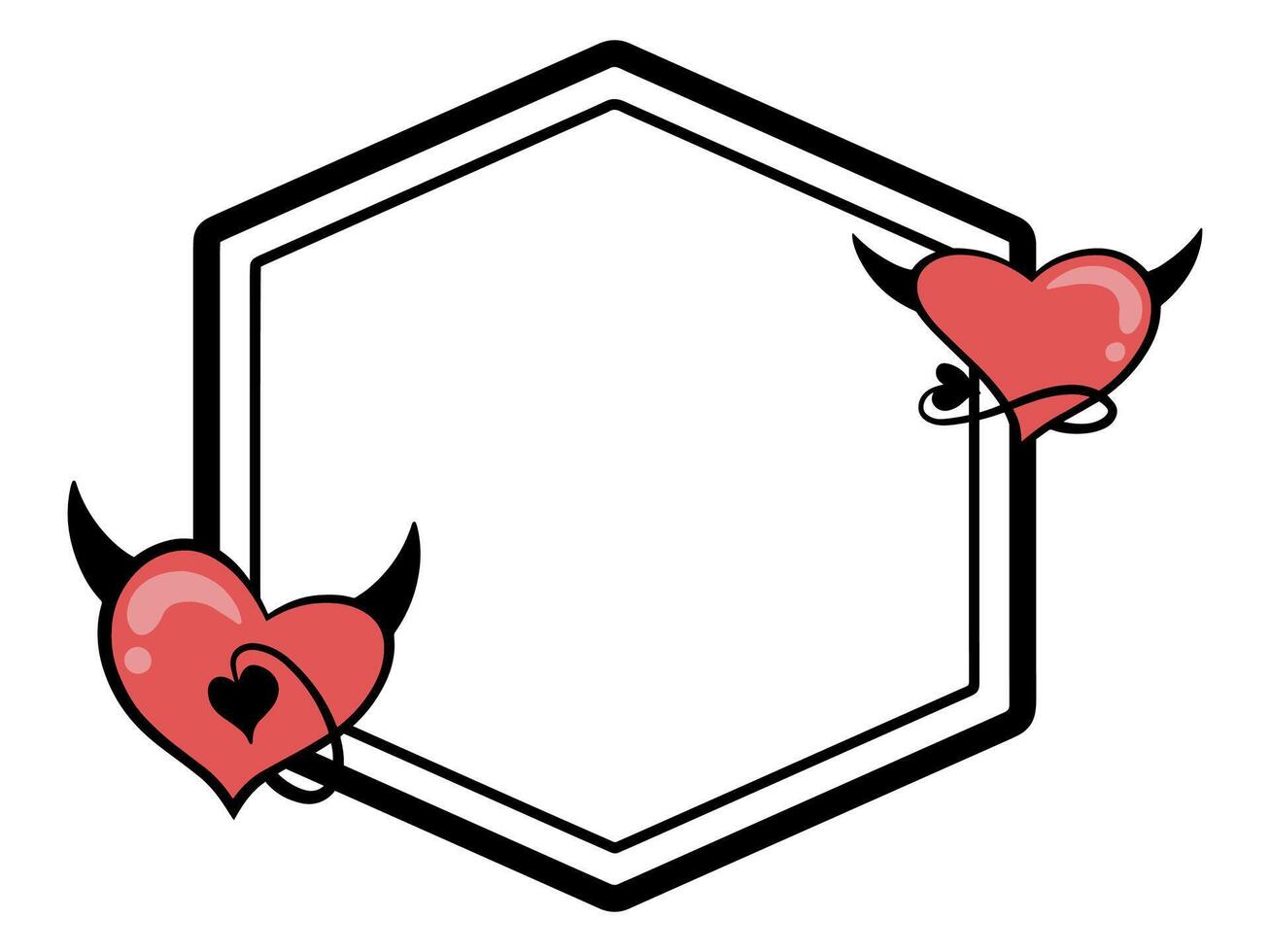Devil Love Line Art Frame Background vector