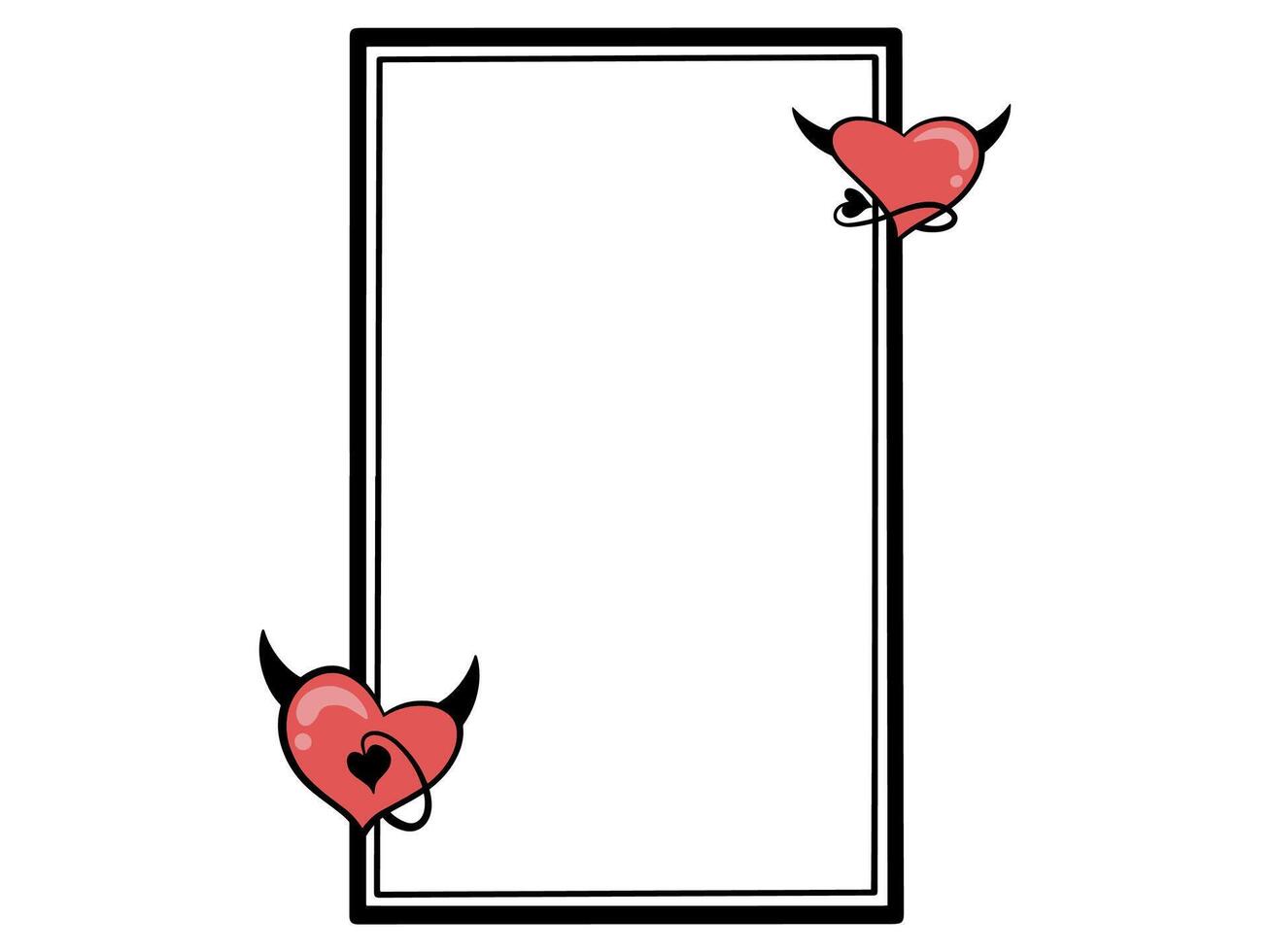 Devil Heart Frame Line Art Illustration vector