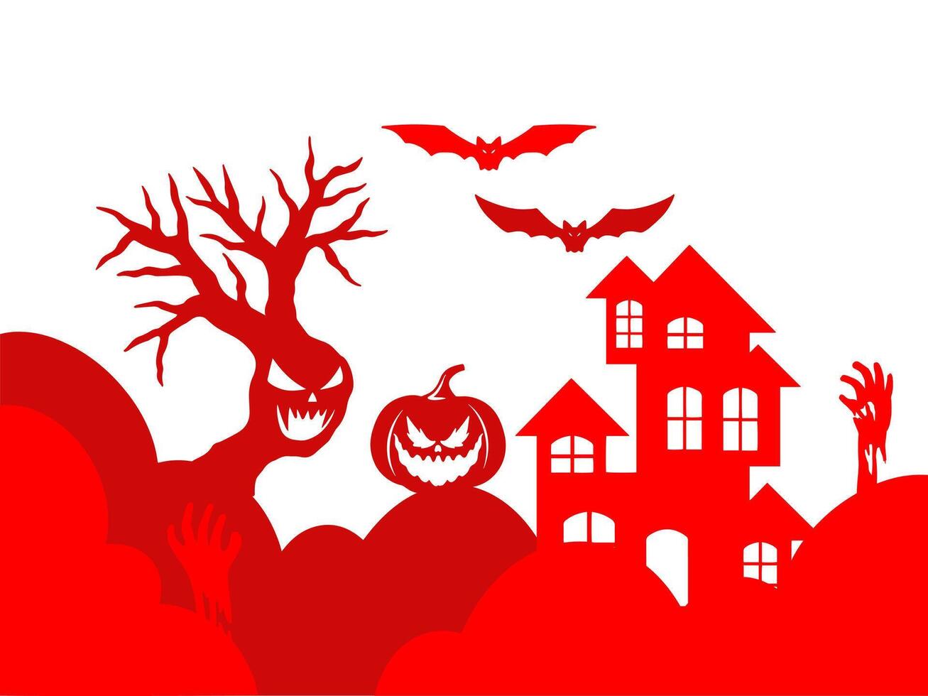 Halloween Silhouette Line Art Background vector