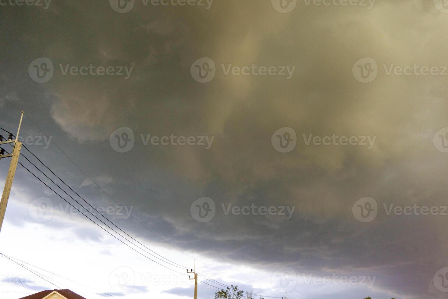 Beautiful dark dramatic sky with stormy clouds before rain photo