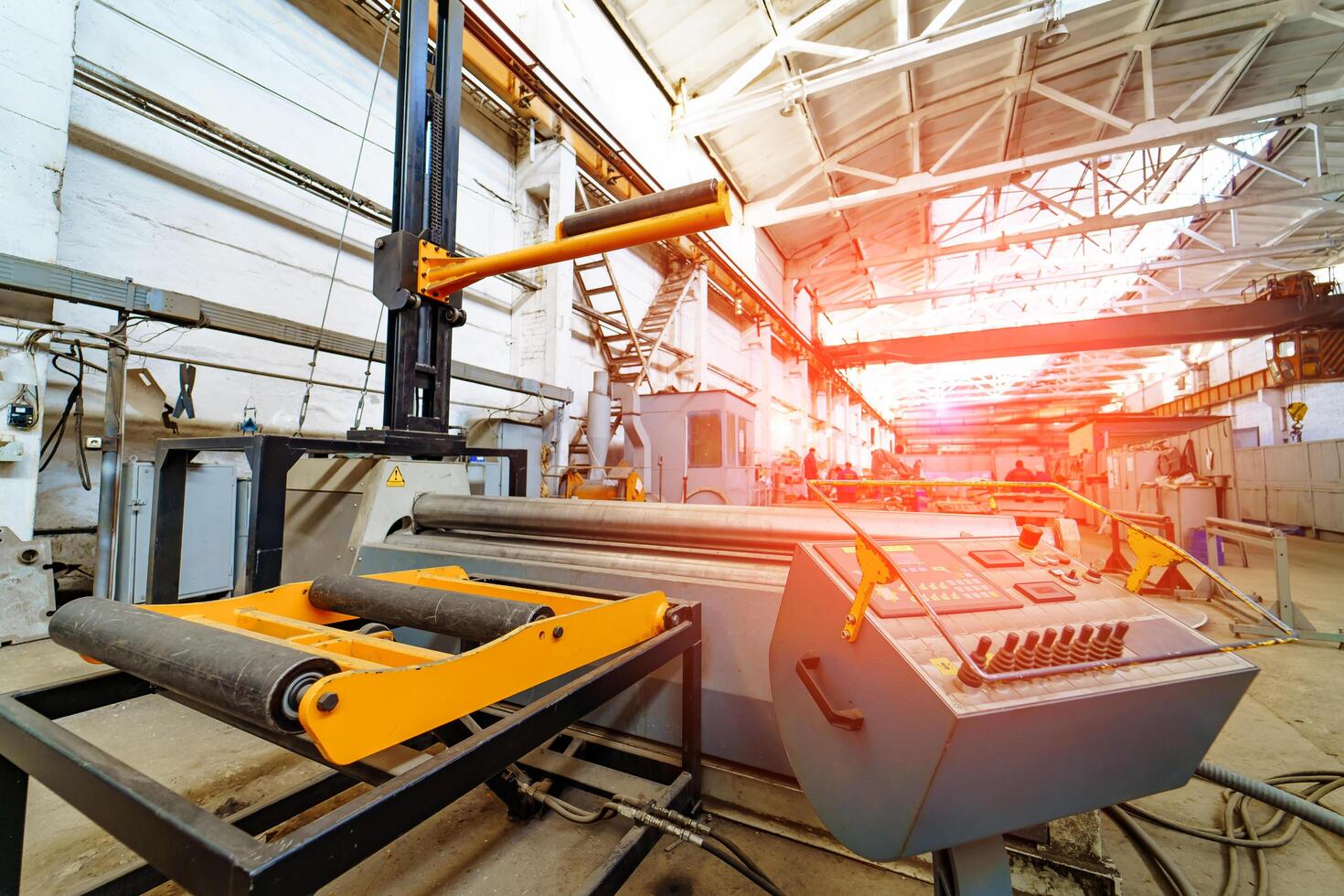 A powerful new tool in modern plant. machinery tool with control pannel. Industrial concept. Factory equipment. photo