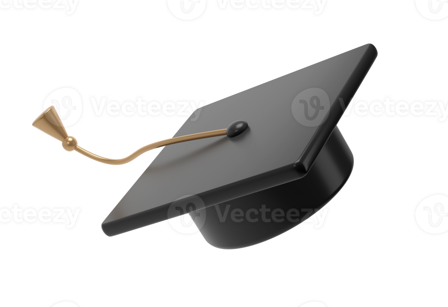 Graduation university or college black cap 3d icon illustration. Element for degree ceremony and educational programs design png