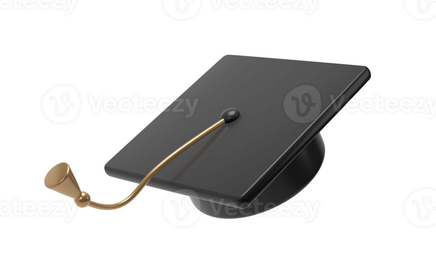 3d fly graduate black cap. School icon. Cap in air. Graduation university or college element. Education, training, knowledge concept cartoon illustration png
