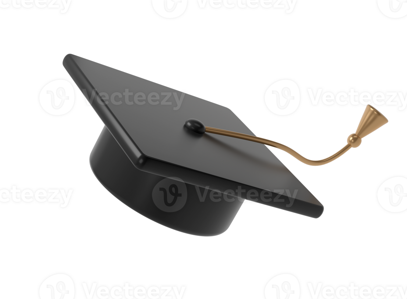 3d icon fly graduate black cap. School Cap in air. Graduation university or college element. Education, training, knowledge concept cartoon illustration png