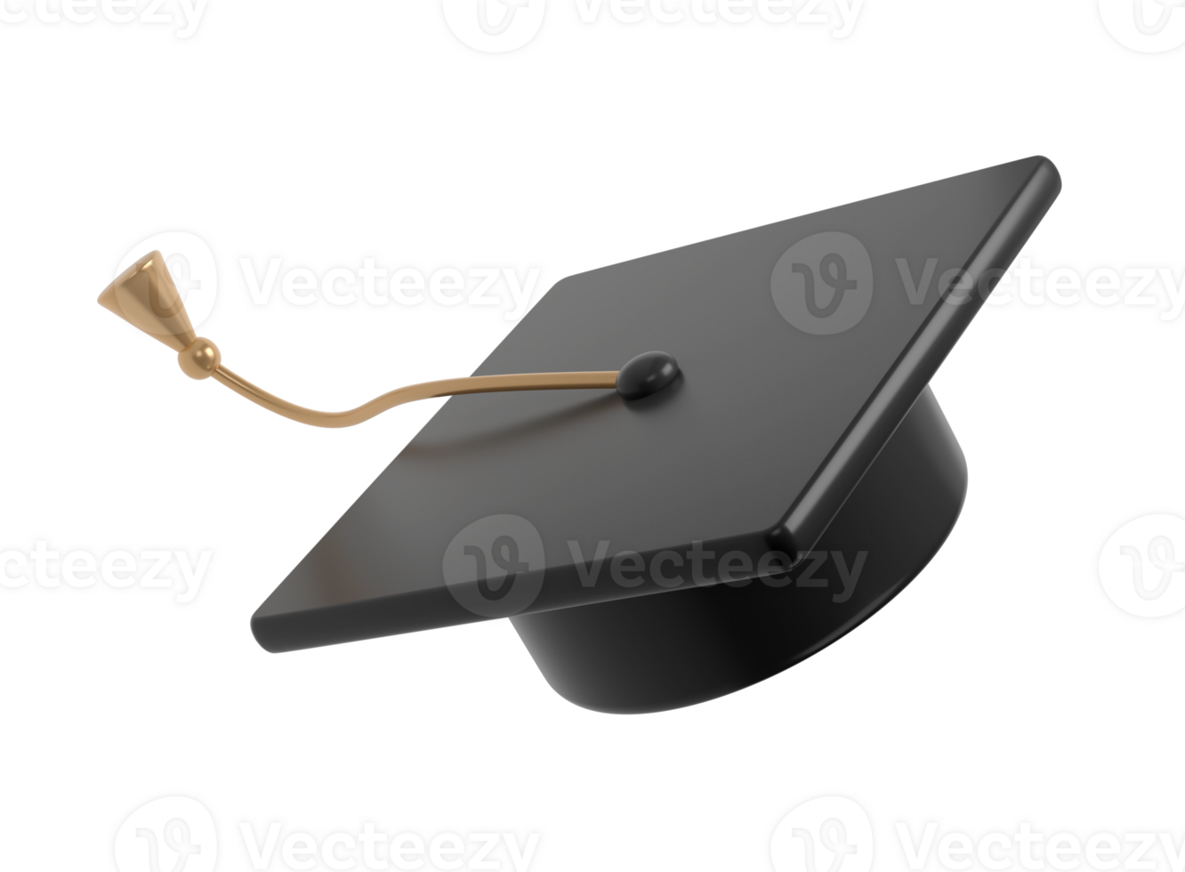3d fly graduate black cap. School icon. Cap in air. Graduation university or college element. Education, training, knowledge concept cartoon illustration png