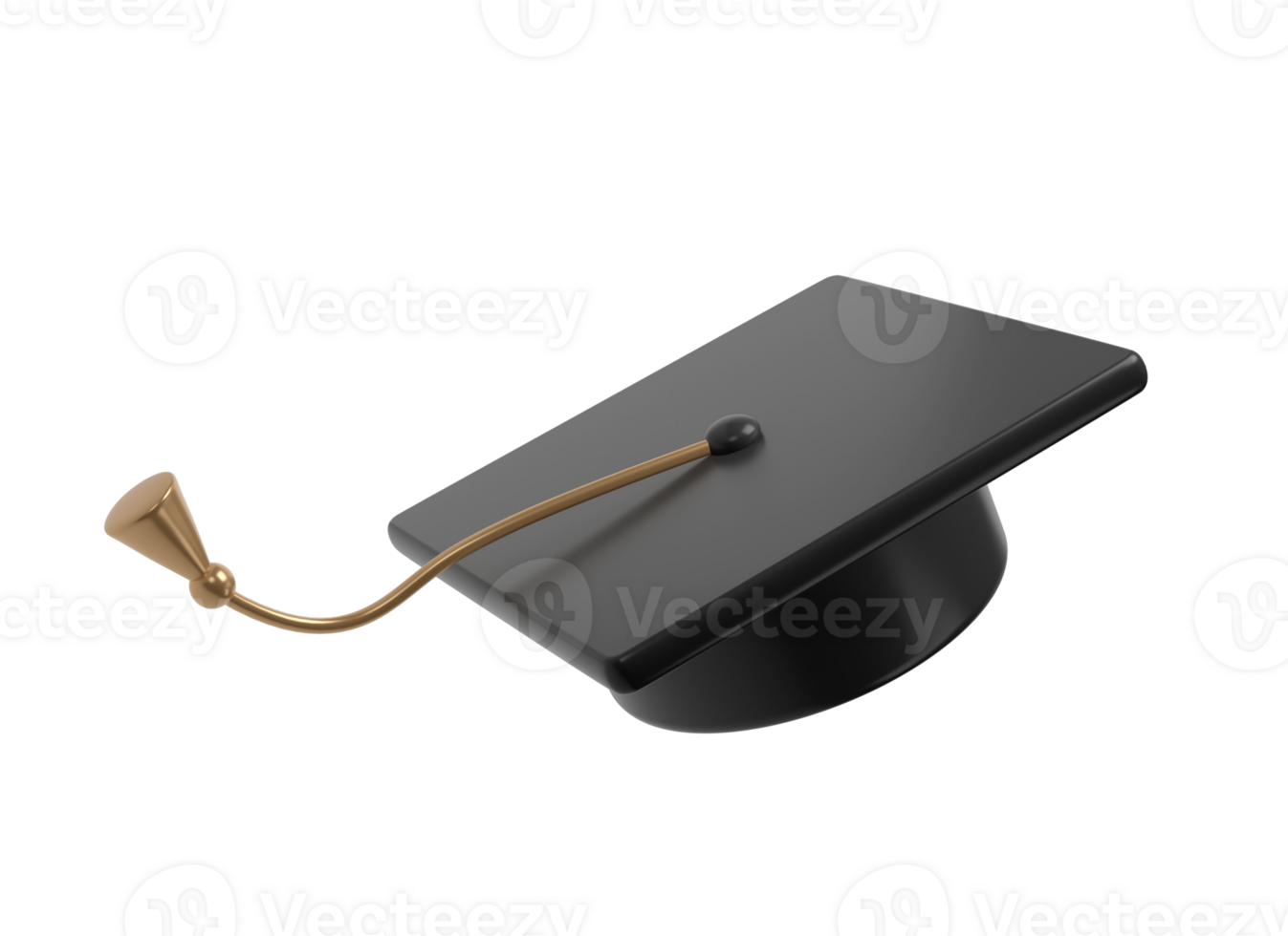 Graduation icon university or college black cap 3d illustration. Element for degree ceremony and educational programs design png