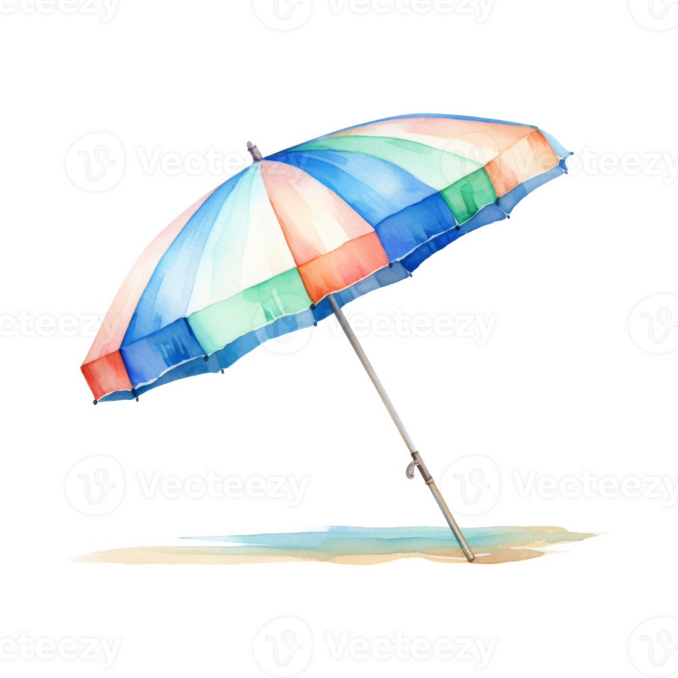 Beach Umbrella, Summer Illustration. Watercolor Style png