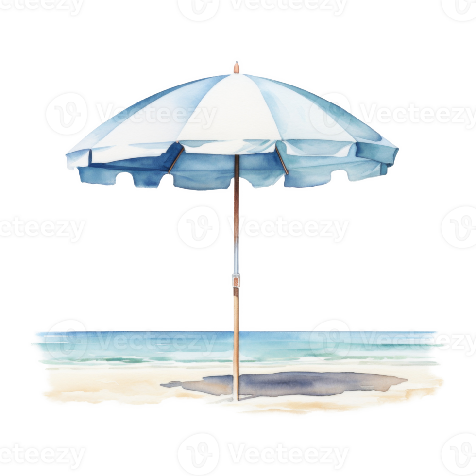 Beach Umbrella, Summer Illustration. Watercolor Style png