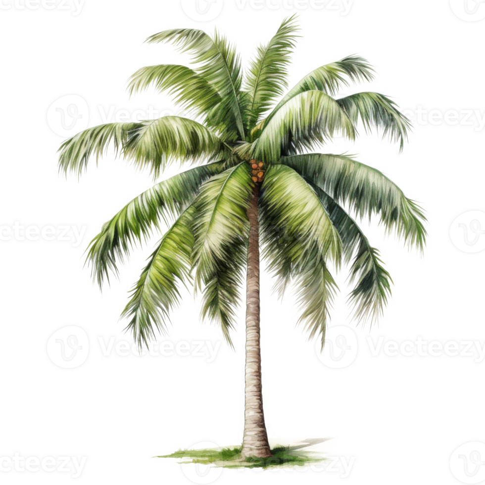 Coconut Tree, Summer Illustration. Watercolor Style. png