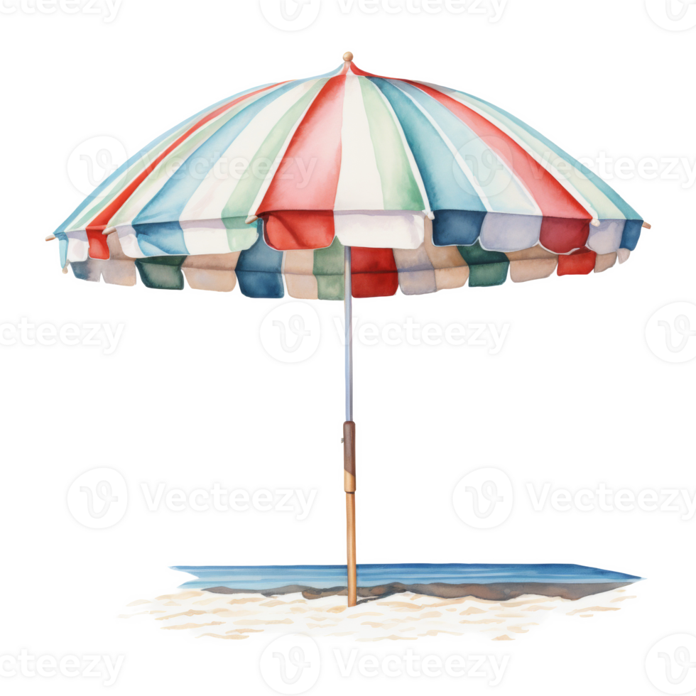 Beach Umbrella, Summer Illustration. Watercolor Style png