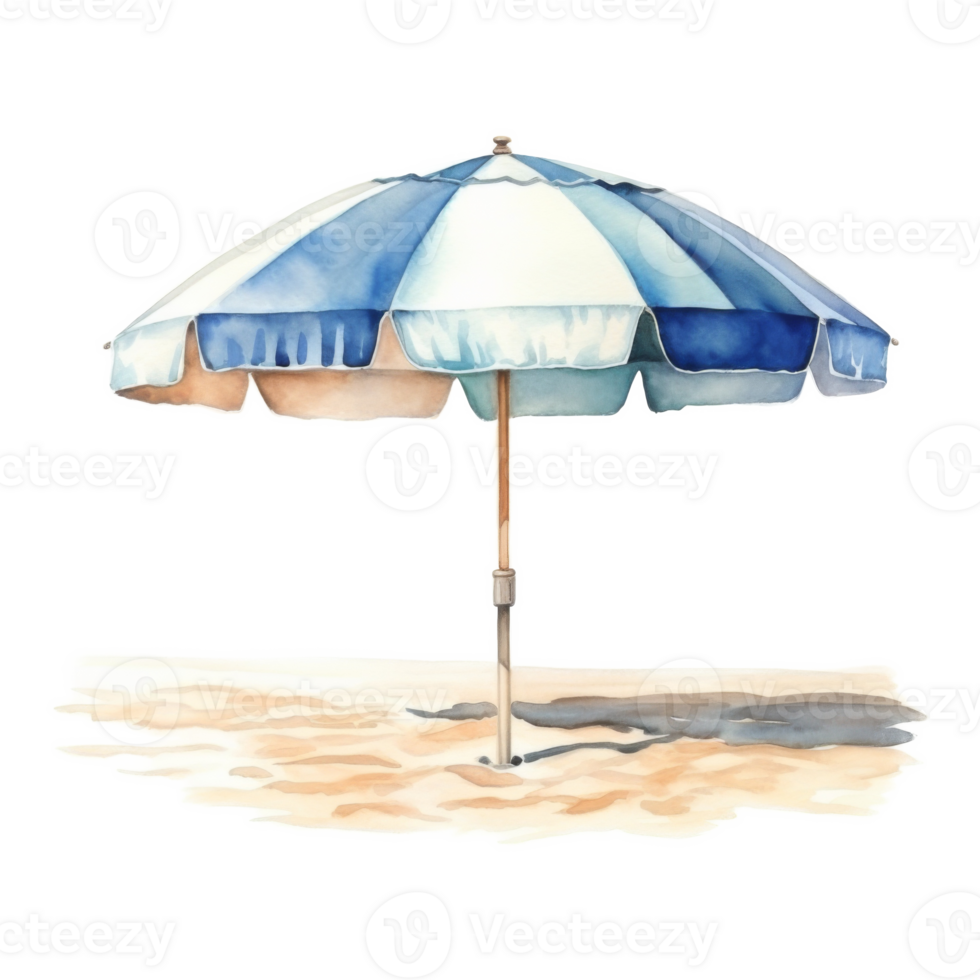 Beach Umbrella, Summer Illustration. Watercolor Style png