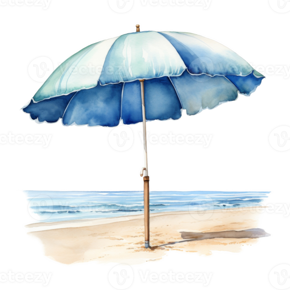 Beach Umbrella, Summer Illustration. Watercolor Style png
