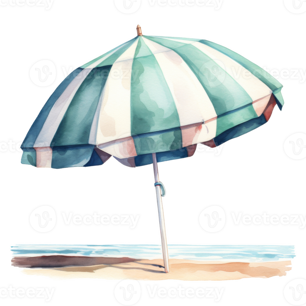Beach Umbrella, Summer Illustration. Watercolor Style png