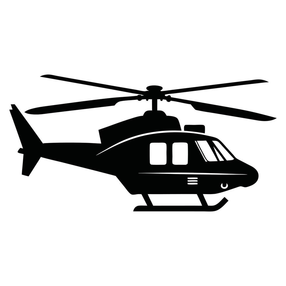 Helicopter icon black one fly. Helicopter silhouette isolated on white background. Helicopter icon illustration design. vector