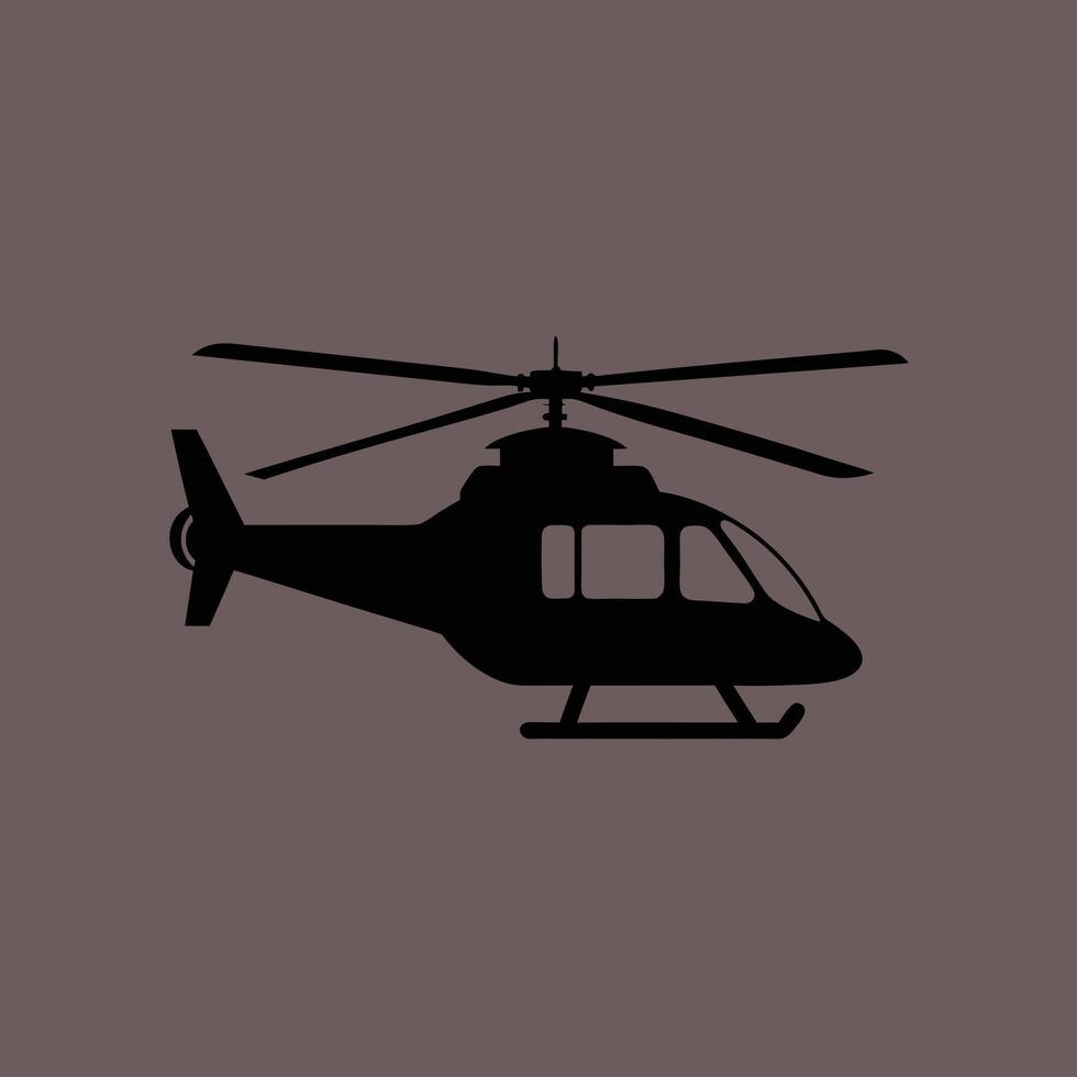 Helicopter icon black one fly. Helicopter silhouette isolated on white background. Helicopter icon illustration design. vector
