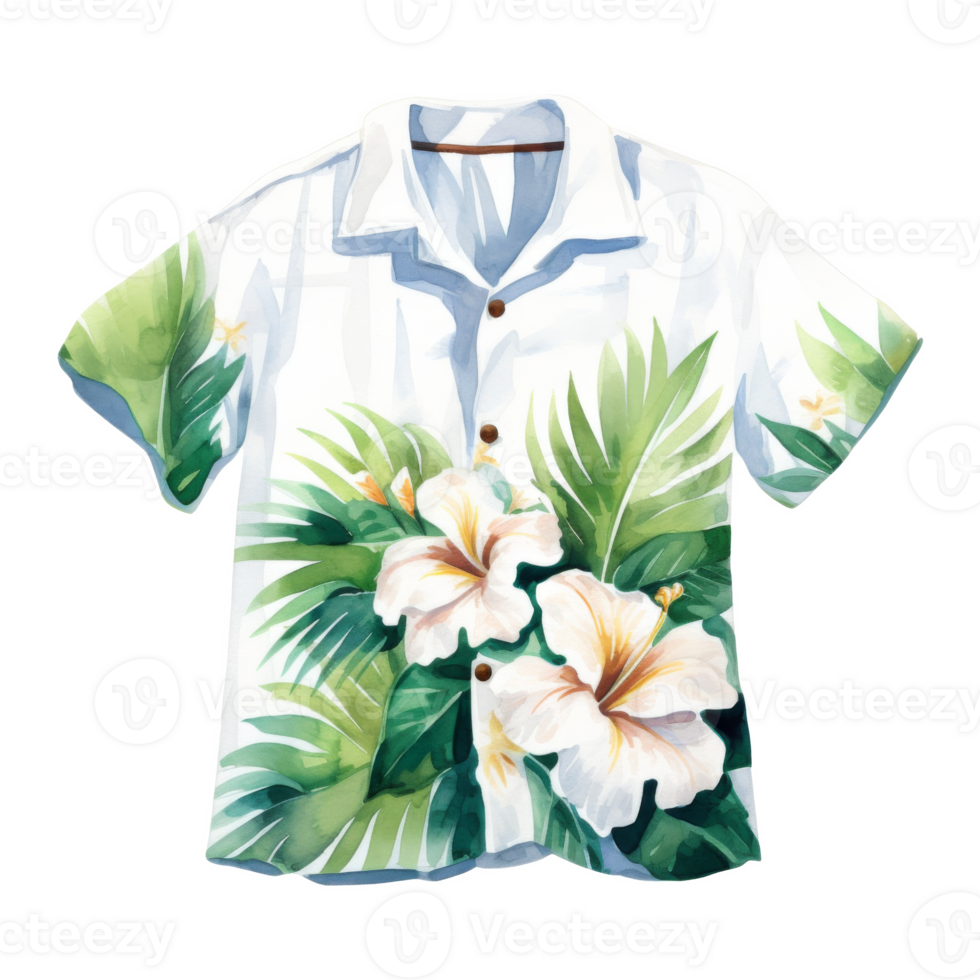 Beach Shirt, Summer Illustration. Watercolor Style png
