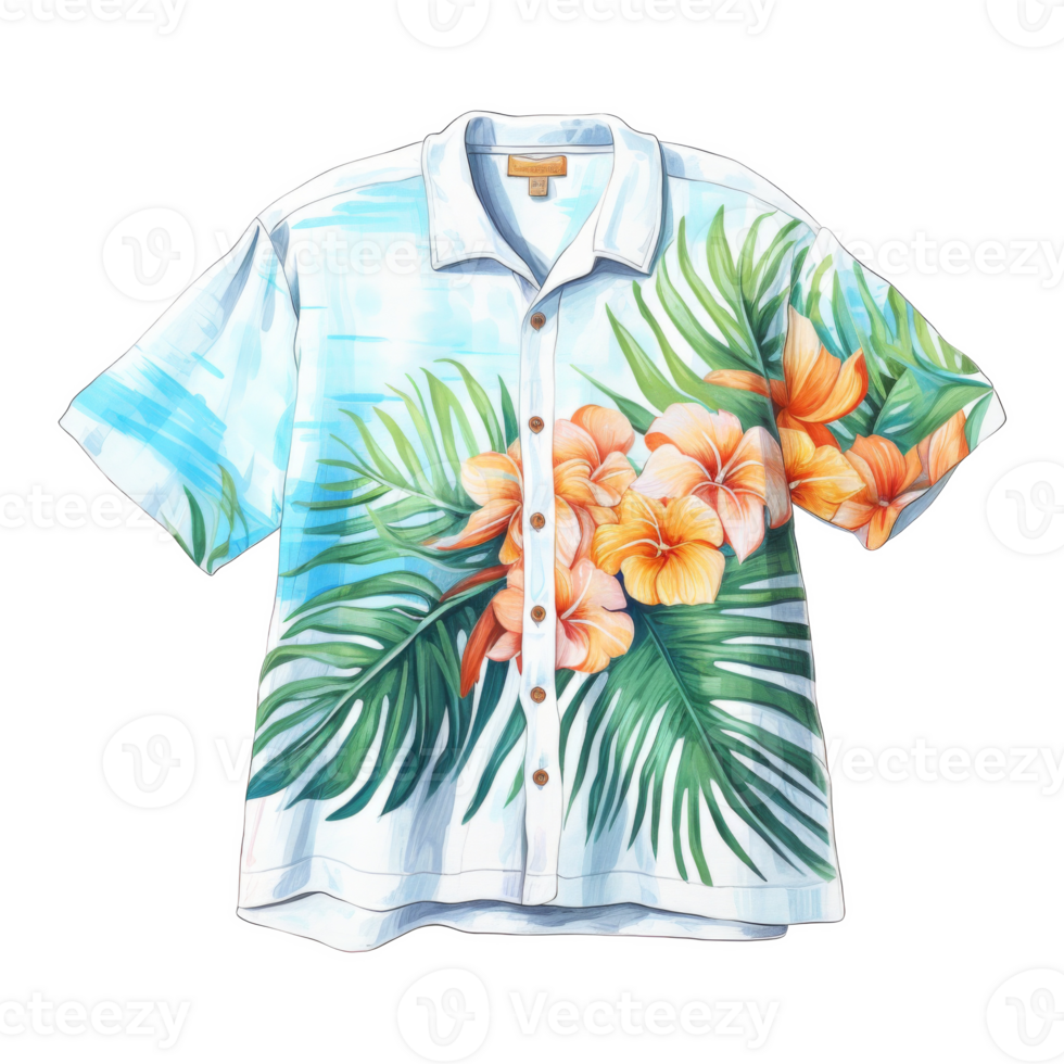Beach Shirt, Summer Illustration. Watercolor Style png