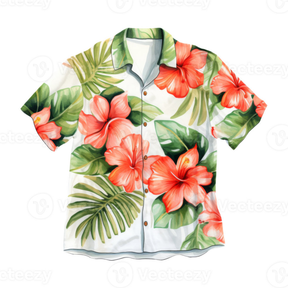 Beach Shirt, Summer Illustration. Watercolor Style png