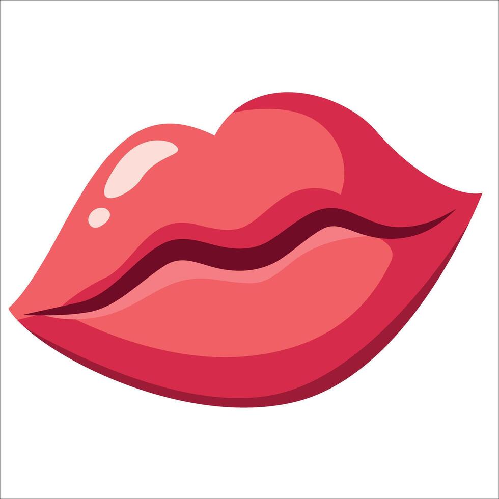 Pink Cartoon Lips Against White Background vector