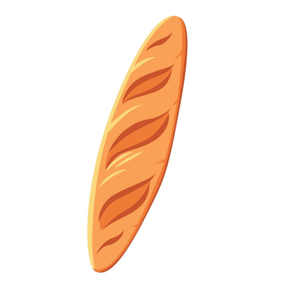 Single Loaf of French Bread. Baguette, illustration isolated on white background vector