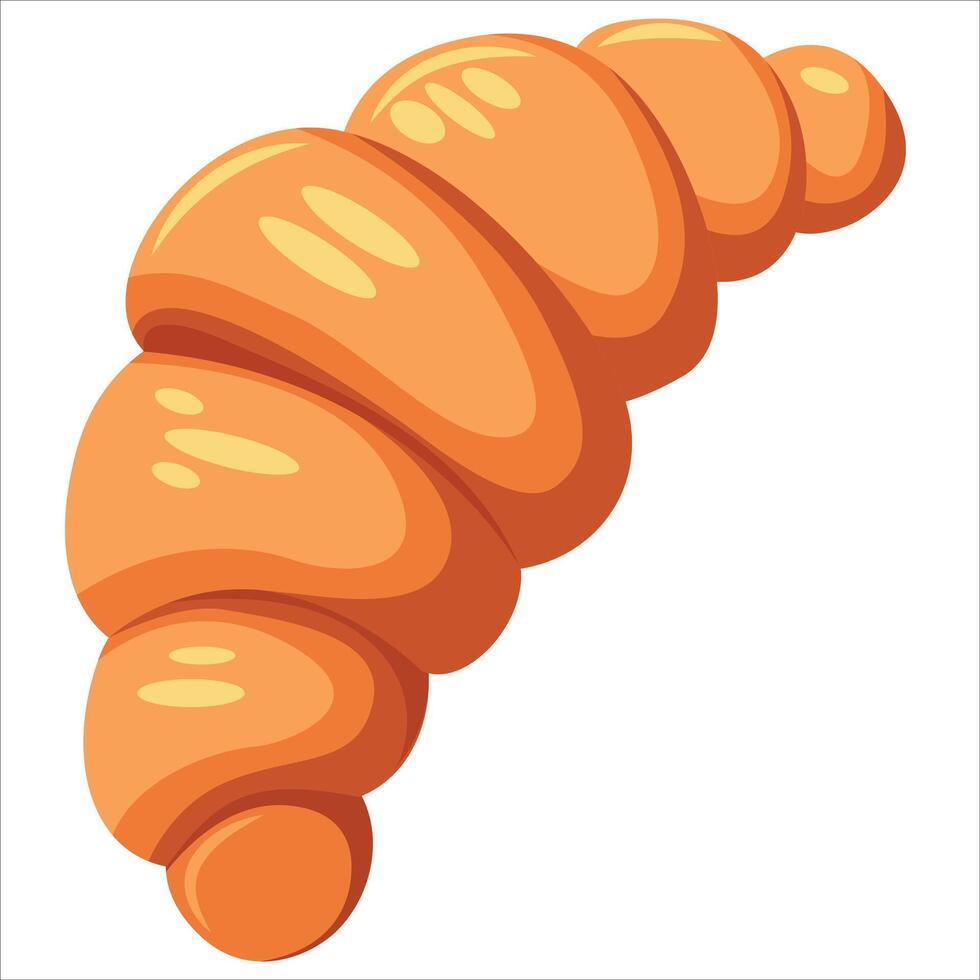 This image shows a single, freshly baked croissant isolated on a white background. This image is perfect for use in culinary blogs, food websites, or other visual materials related to breakfast vector