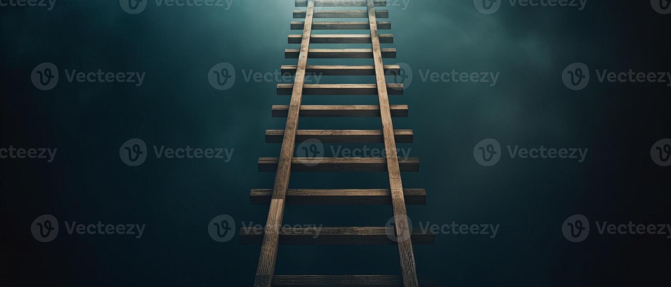 Steep wooden staircase leads into the unknown with a sense of mystery and limitless possibilities. photo