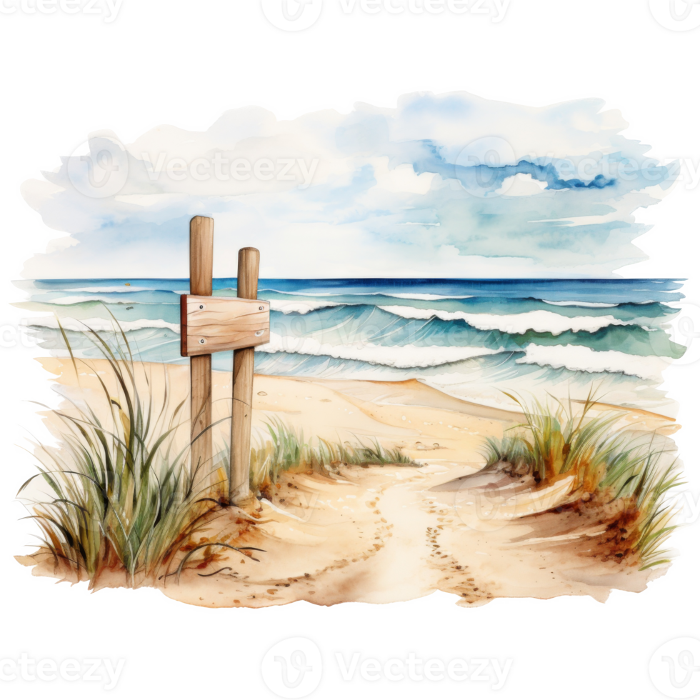 Road to Beach, Summer Illustration. Watercolor Style. png