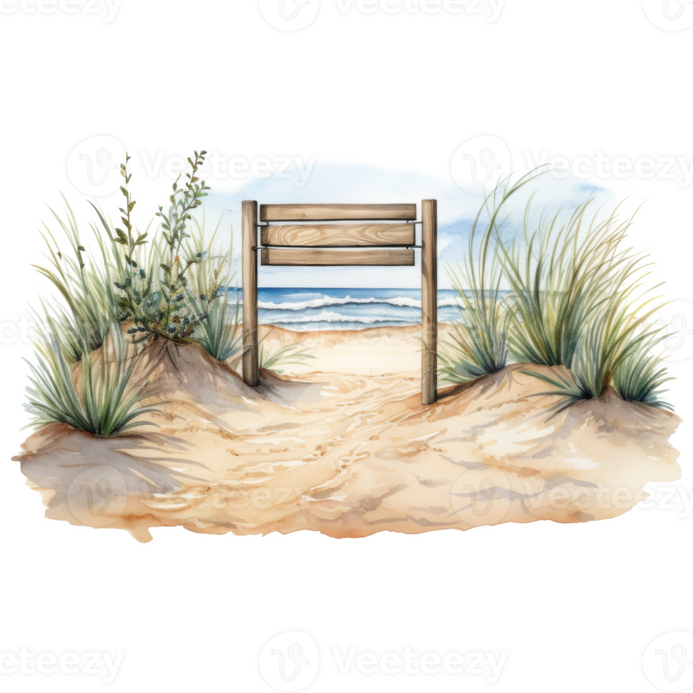 Road to Beach, Summer Illustration. Watercolor Style. png