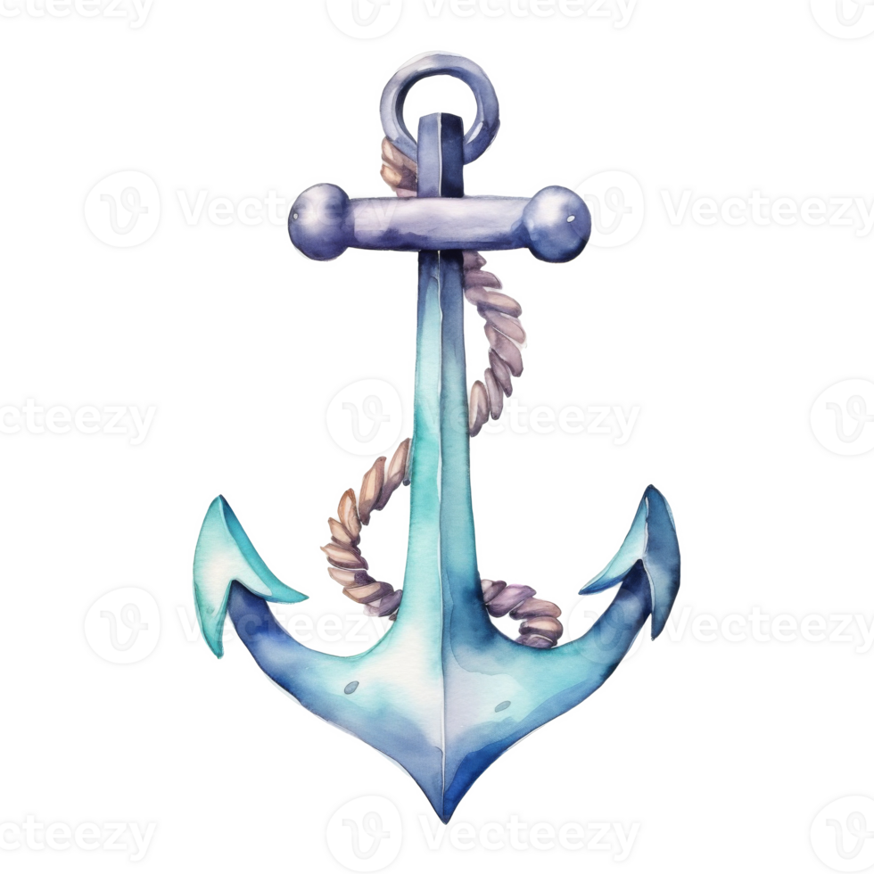 Anchor, Summer Illustration. Watercolor Style png