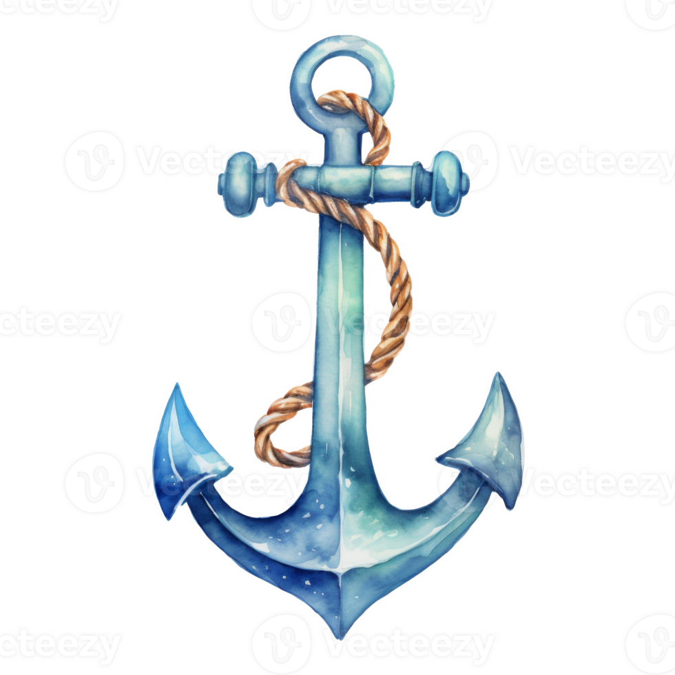 Anchor, Summer Illustration. Watercolor Style png