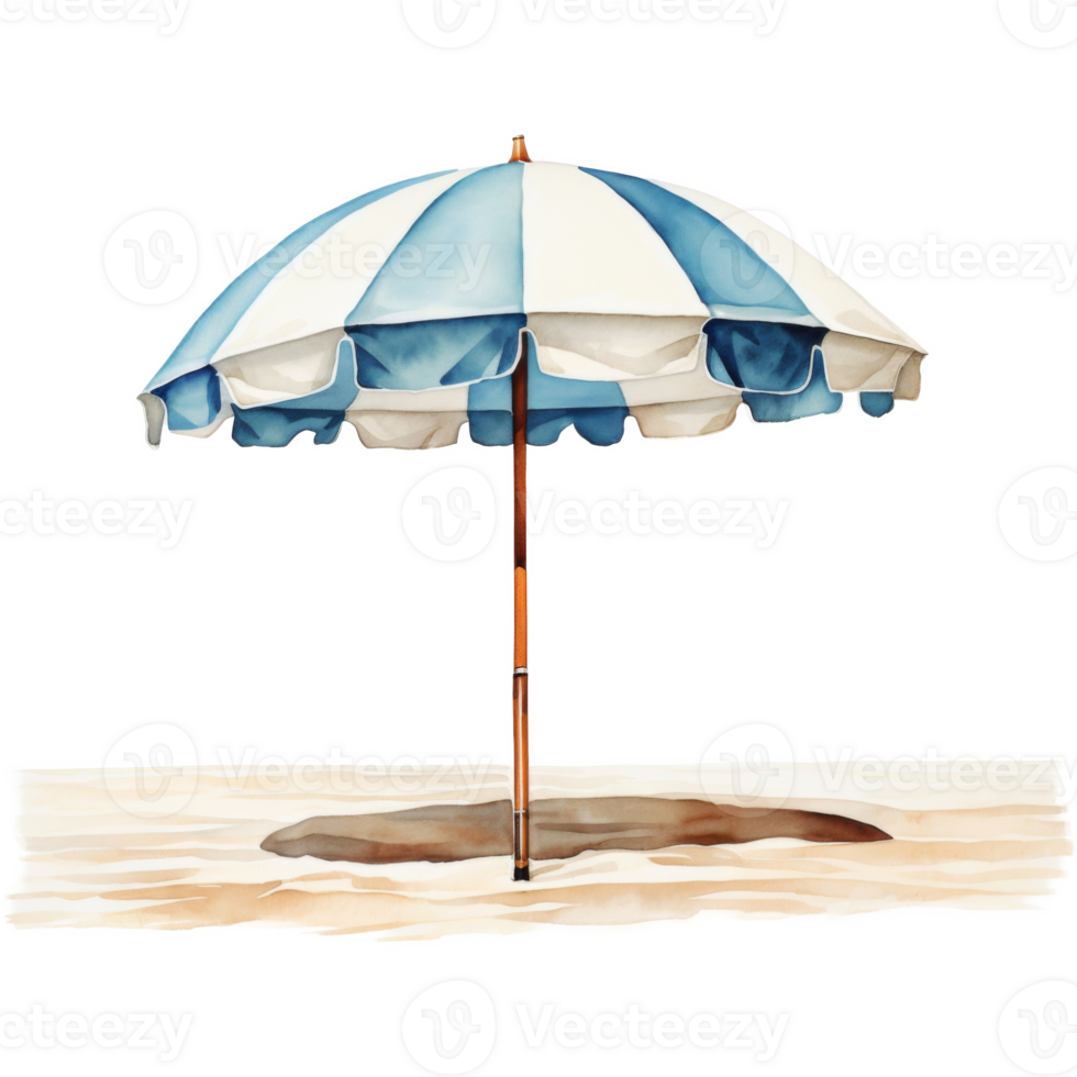 Beach Umbrella, Summer Illustration. Watercolor Style png