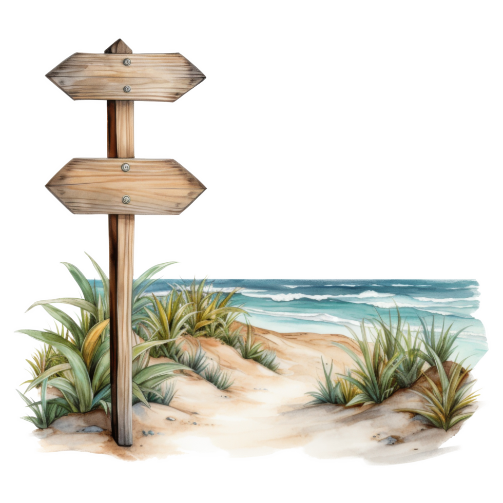 Road to Beach, Summer Illustration. Watercolor Style. png