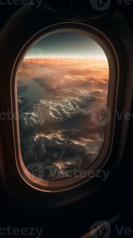 Breathtaking view from the airplane window. Great view. photo